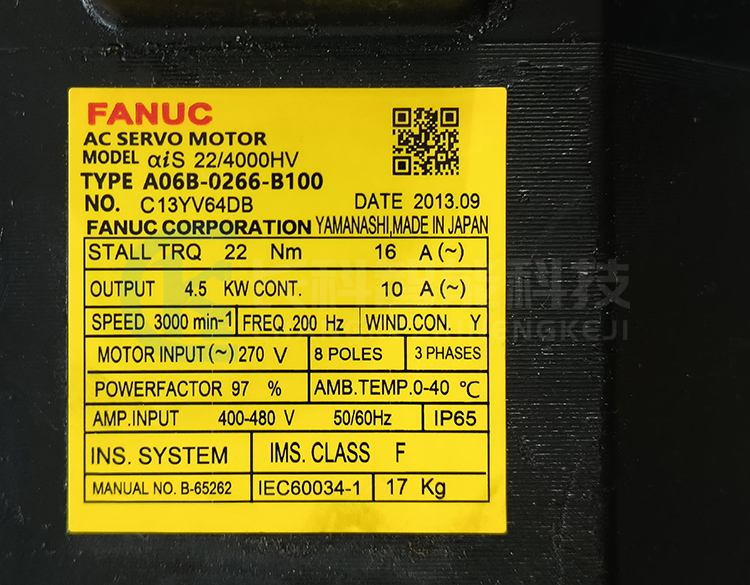 發(fā)那科伺服電機A06B-0266-B100 &alpha;is 22/4000HV